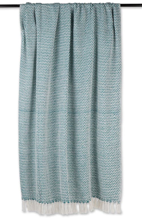 Design Imports Tassel Woven Cotton Throw Blanket In Green