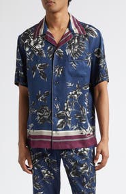 Dolce&Gabbana Peony Print Silk Twill Hawaii Shirt