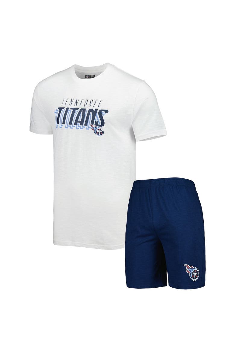 Men's Concepts Sport Navy/White Tennessee Titans Downfield T-Shirt & Shorts Sleep Set, Main, color, Navy