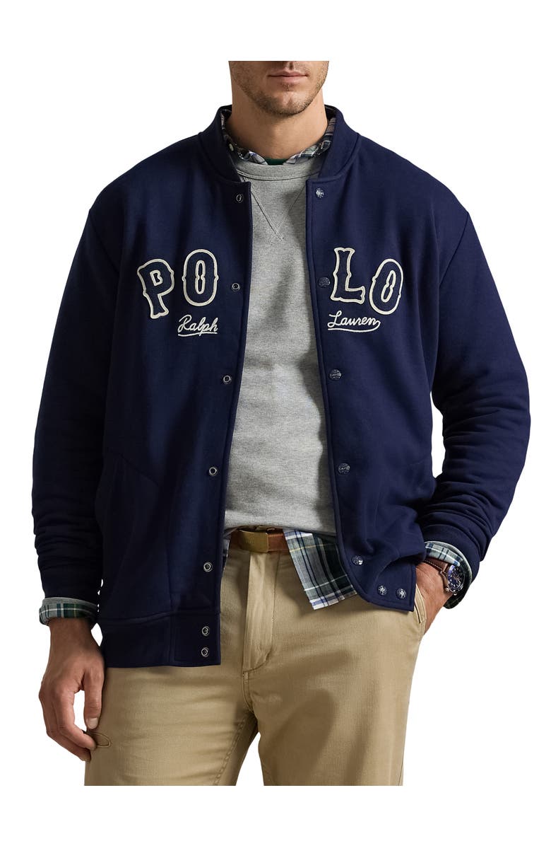 Polo Ralph Lauren Big & Tall Knit Baseball Jacket, Main, color, Cruise Navy