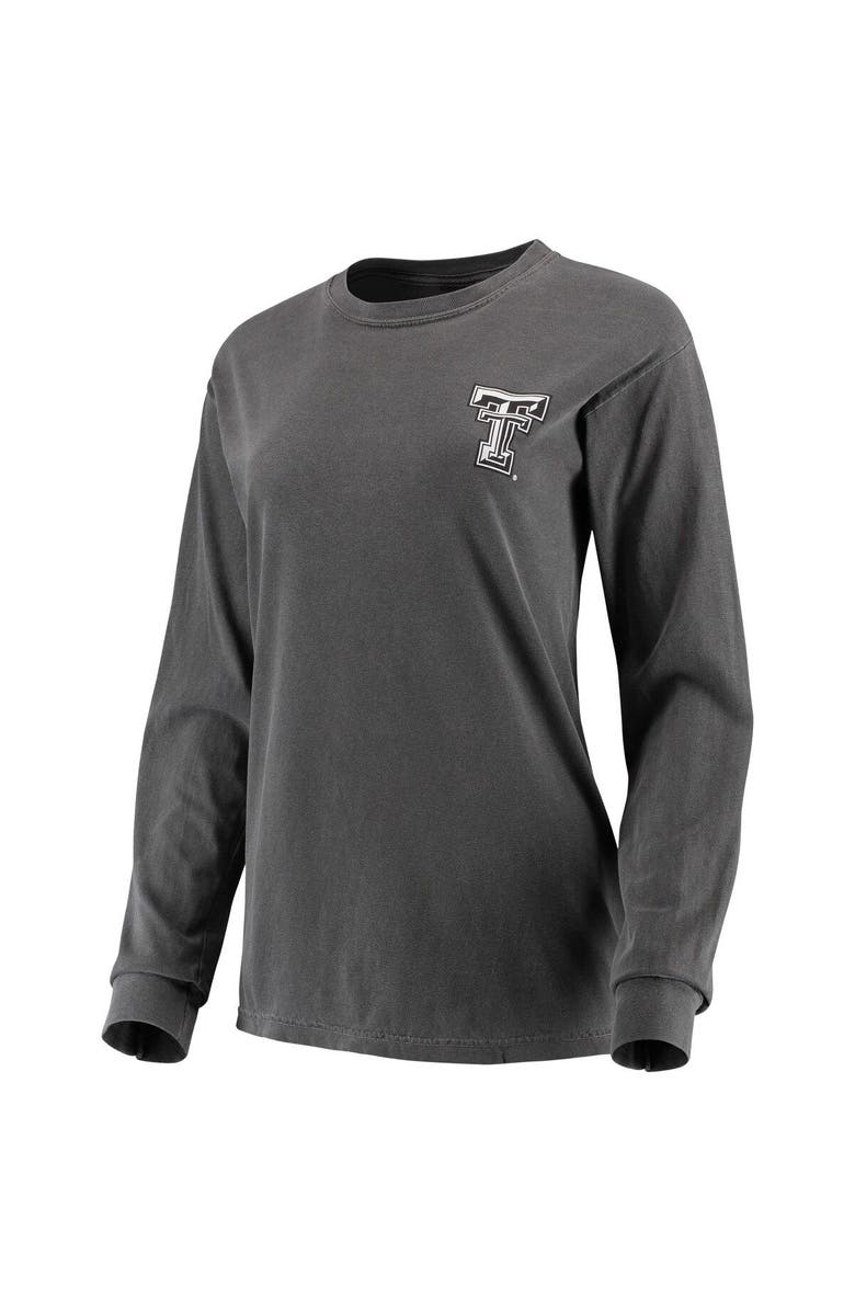 SUMMIT SPORTSWEAR Women's Charcoal Texas Tech Red Raiders Comfort Colors Campus Skyline Long Sleeve Oversized T-Shirt, Alternate, color,