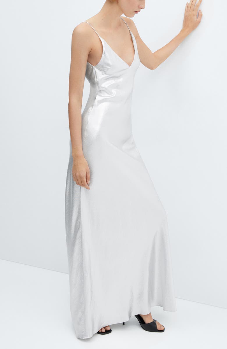 MANGO Metallic Satin Slipdress, Alternate, color,