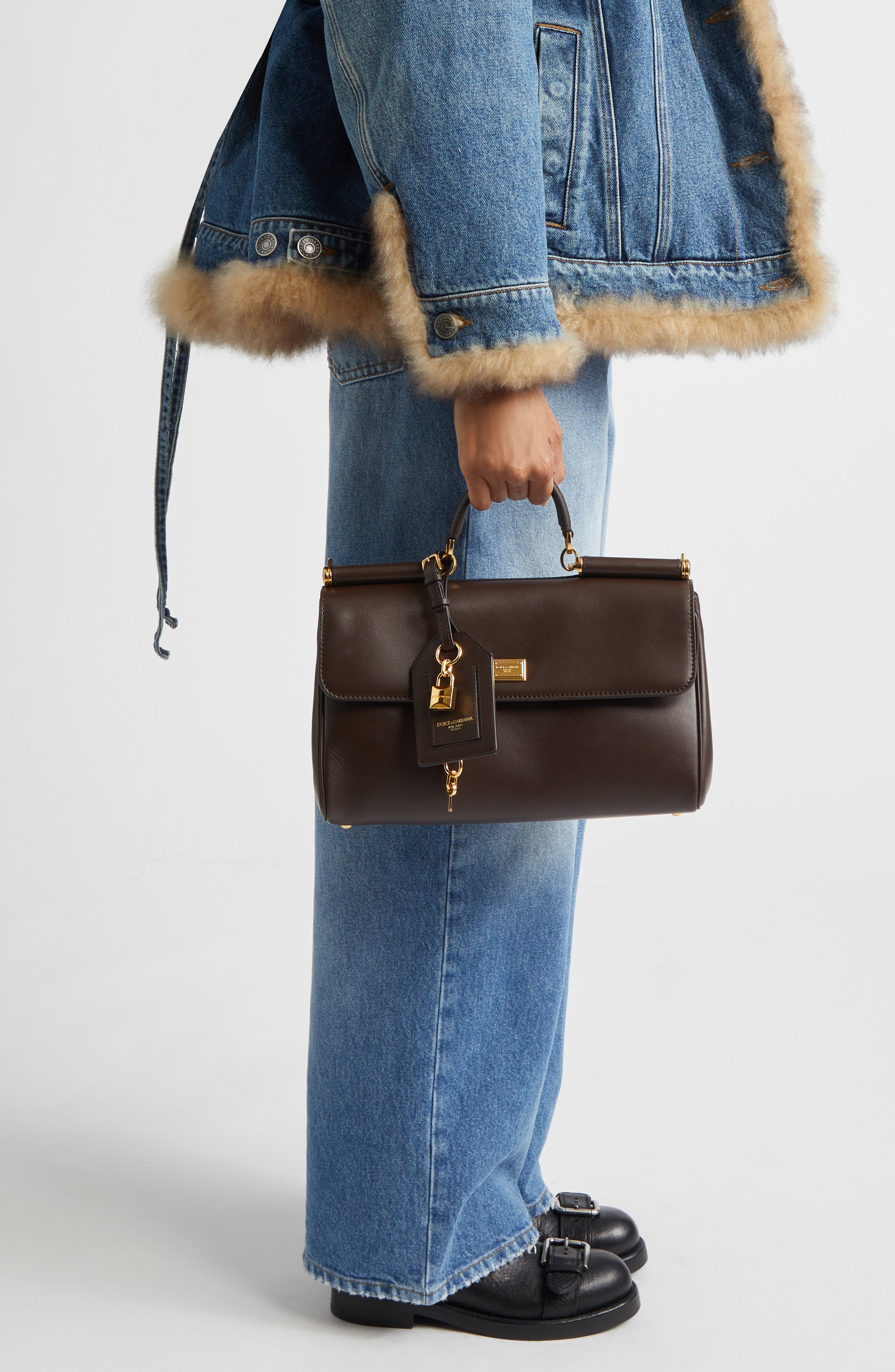 My Sicily East/West Plongé Leather Top Handle Bag, Alternate, color, 80076 MORO 3