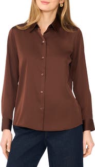 Vince Camuto Satin Long Sleeve Button-Up Shirt