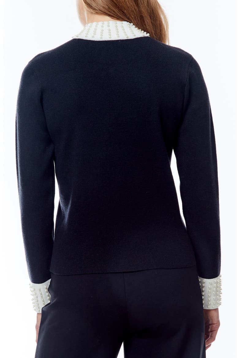 Andi Pearly Beaded Sweater, Alternate, color, BLACK/BRIGHT WHITE