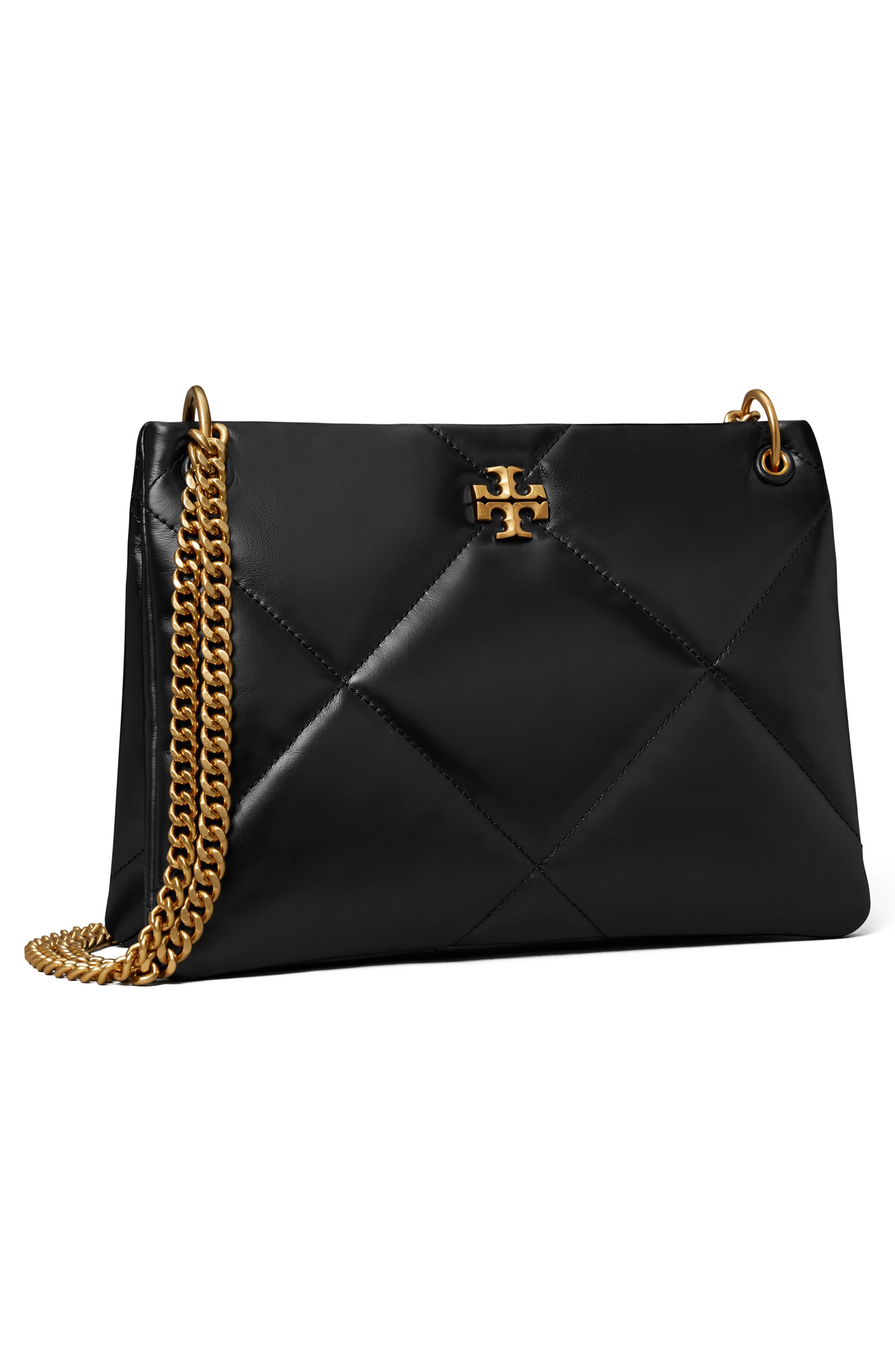 Small Kira Diamond Quilted Leather Shoulder Bag, Alternate, color, BLACK