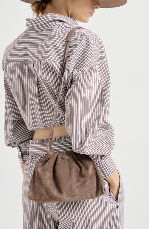 Brunello Cucinelli Suede Bc Duo Pouch Bag In Brown