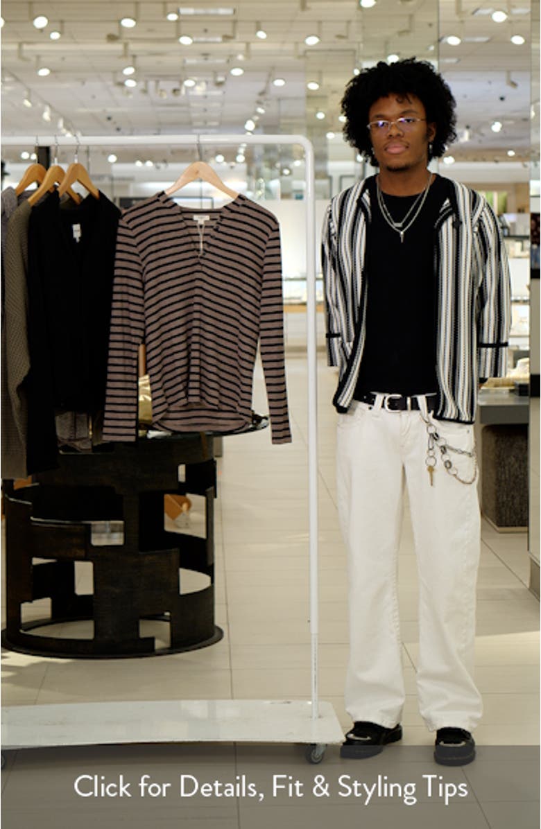 Stripe Long Sleeve Henley T-Shirt, sales video thumbnail