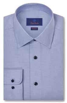 David Donahue Regular Fit Textured Microdobby Dress Shirt