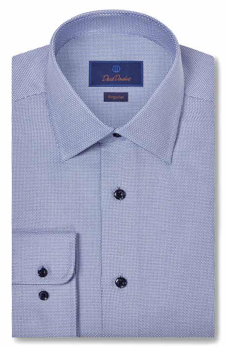 David Donahue Regular Fit Textured Microdobby Dress Shirt