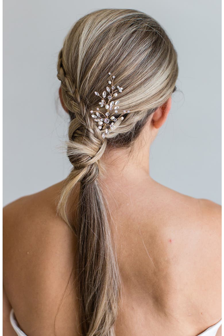 Sabra Freshwater Pearl & Crystal Hair Pin (Nordstrom Exclusive), Main, color, GOLD
