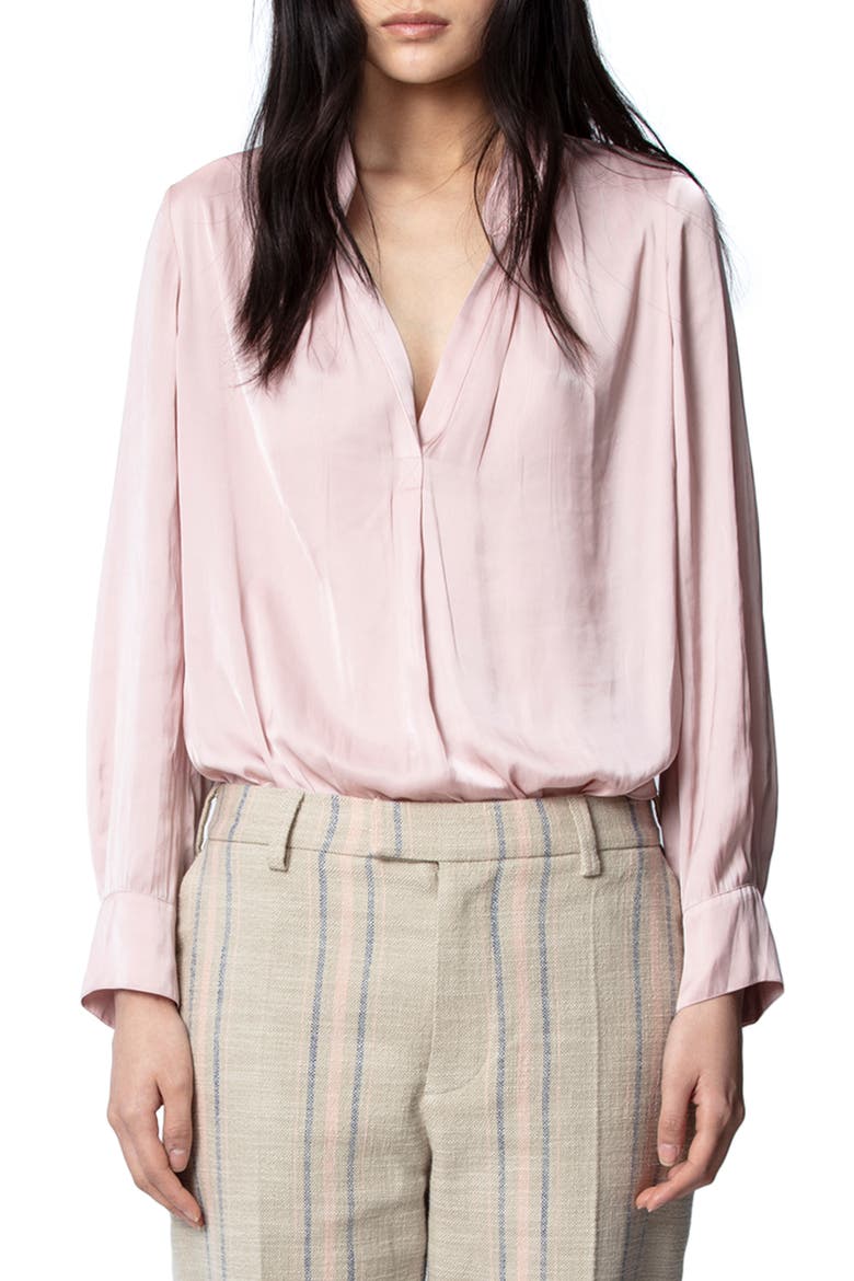 Tink Satin Blouse, Main, color, CREPUSCULE