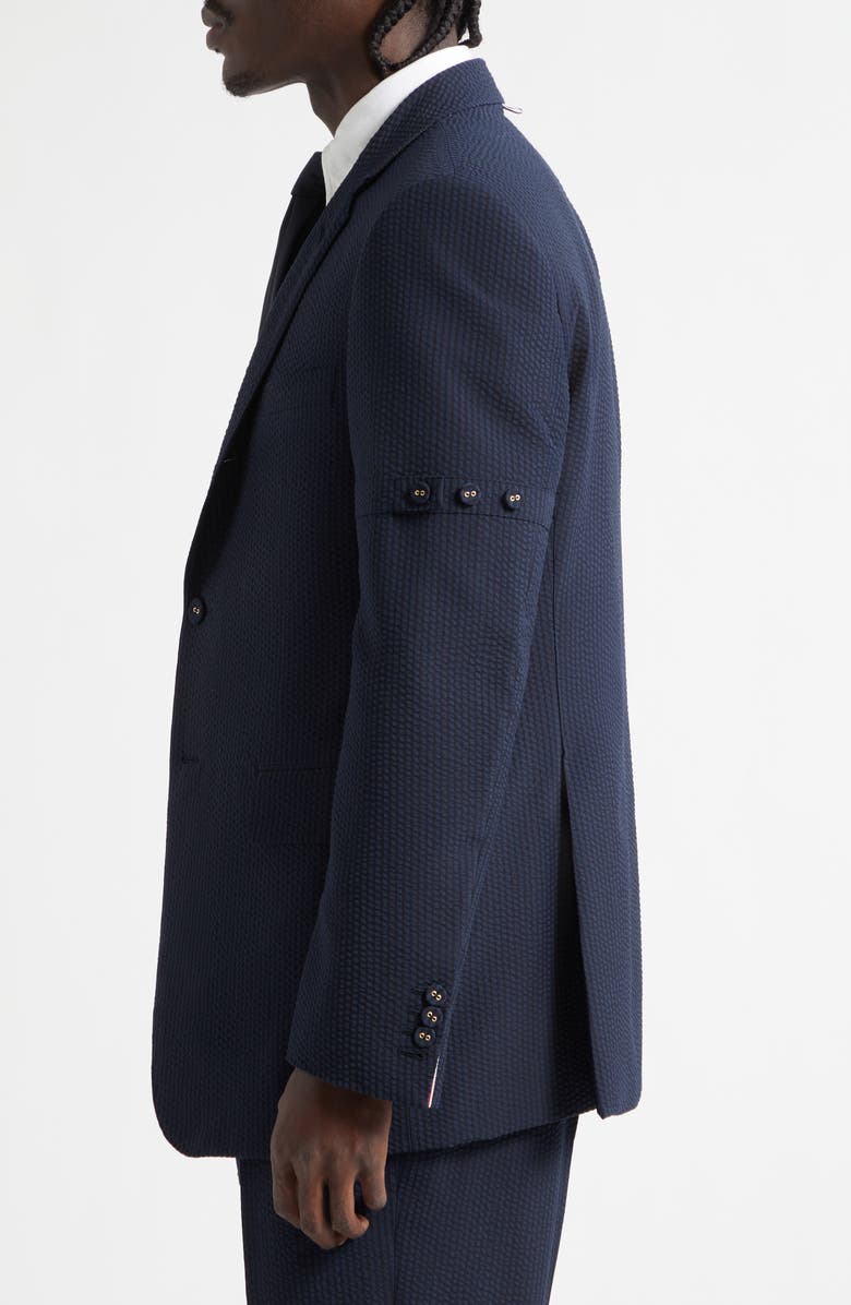 Thom Browne Armband Wool Seersucker Unconstructed Sport Coat, Alternate, color, Navy