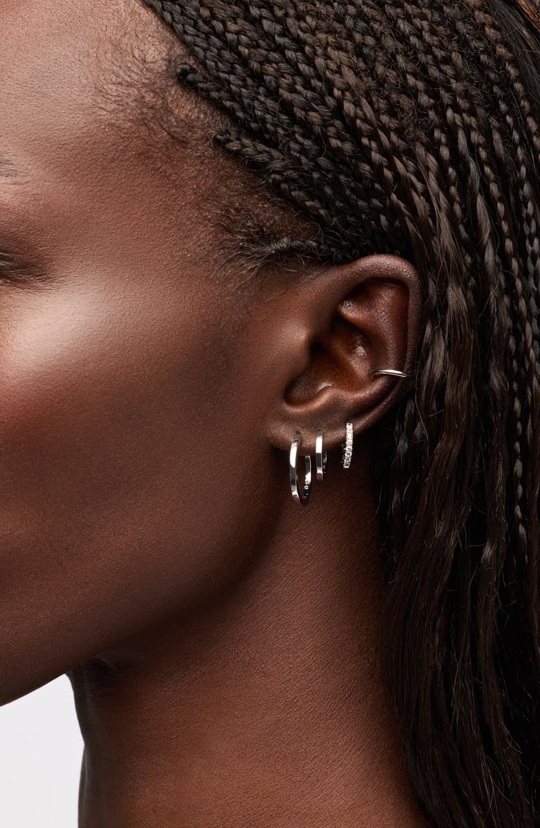 Ana Luisa Huggie Hoops - Pave Huggie Hoops Silver, Alternate, color, Silver