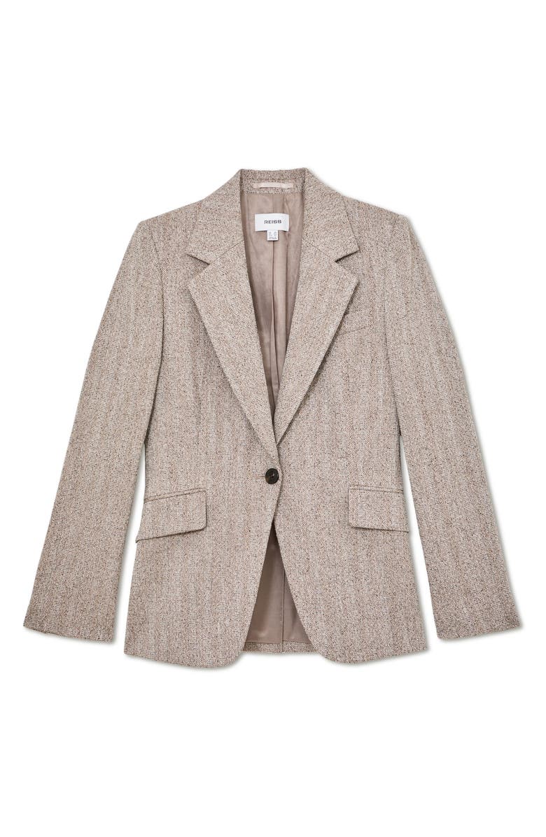 Reiss Isla One-Button Herringbone Jacket, Alternate, color, Grey