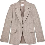 Reiss Isla One-Button Herringbone Jacket