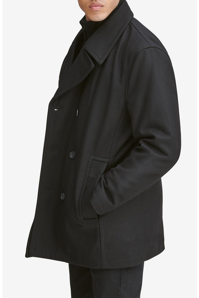 Burnett Wool Blend Peacoat, Alternate, color, BLACK