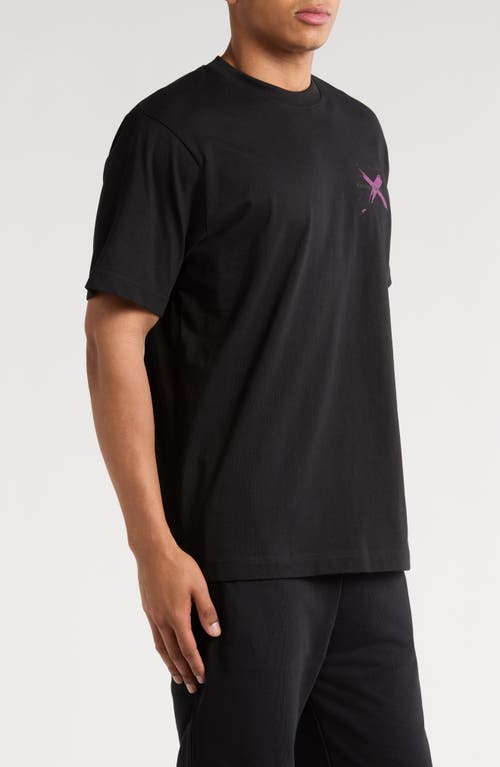 Overnight Angel Crew Pink X Logo Organic Cotton Graphic T-shirt In Black
