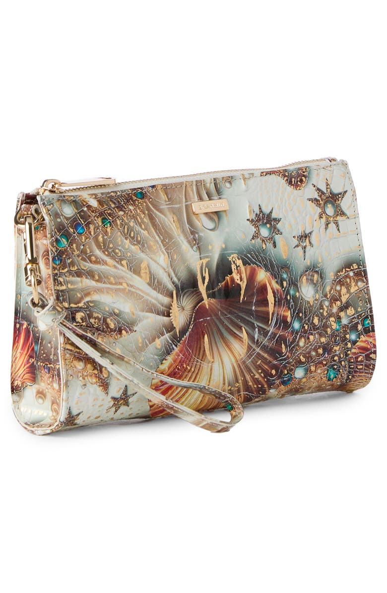Brahmin Daisy Croc Embossed Leather Wristlet, Alternate, color, 