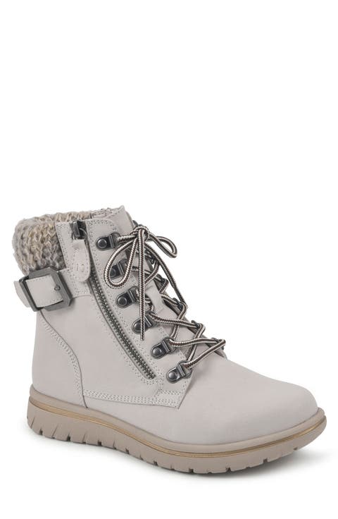 Hearty Knit Collar Lace-Up Boot (Women)