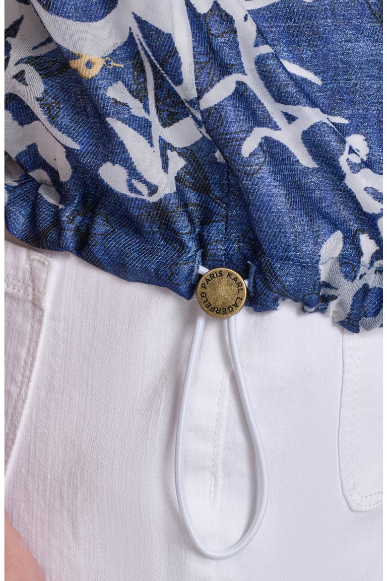 Floral Bungee Waist Button-Up Shirt, Alternate, color, MIDNIGHT NAVY/ SOFT WHITE
