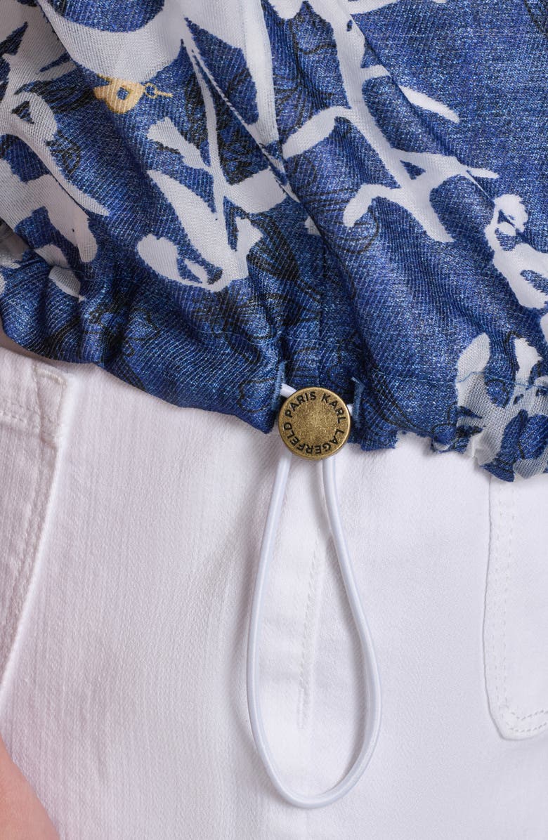 KARL LAGERFELD PARIS Floral Bungee Waist Button-Up Shirt, Alternate, color,