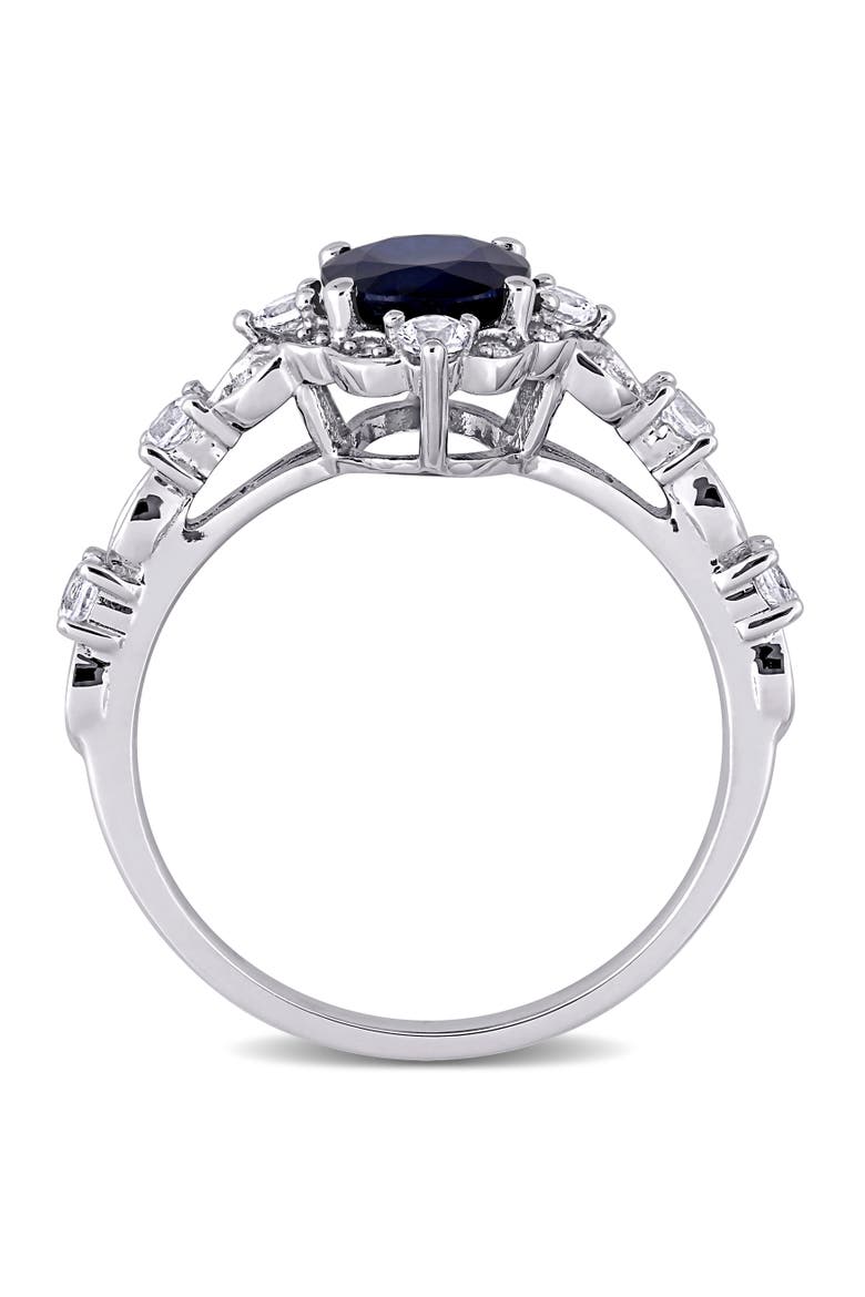 Gemstone & Diamond Oval Vintage Ring 10k, Alternate, color, Sapphire/White Gold