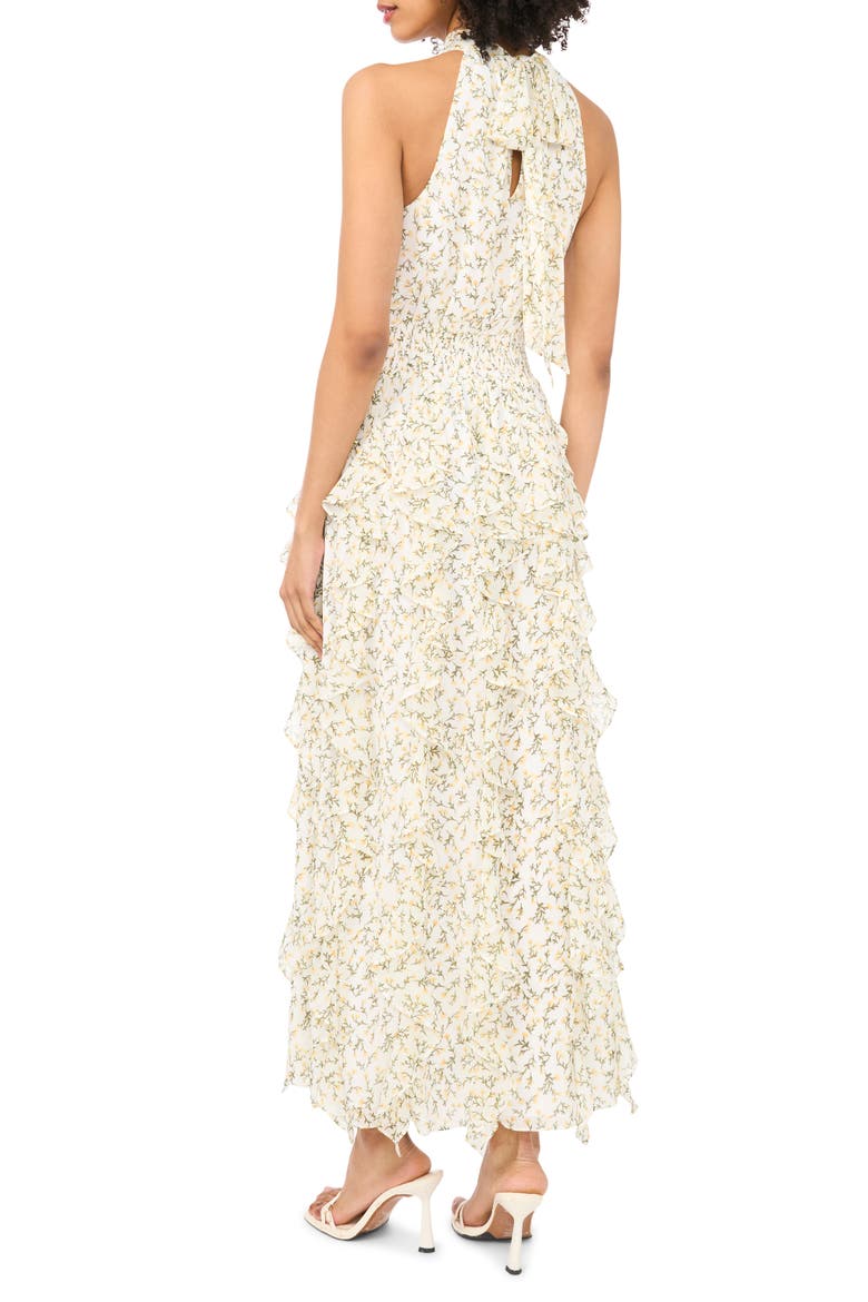 Floral Ruffle Maxi Dress, Alternate, color, ULTRA WHITE
