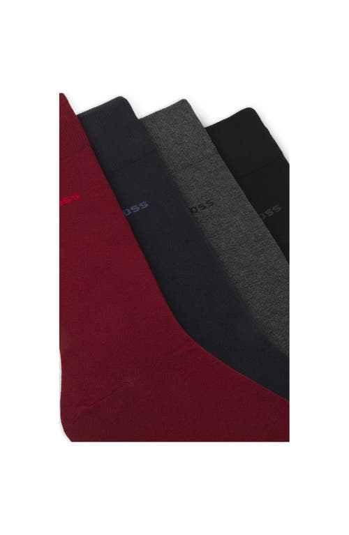 Hugo Boss Boss Assorted 4-pack Solid Cotton Blend Dress Socks Gift Box In Black