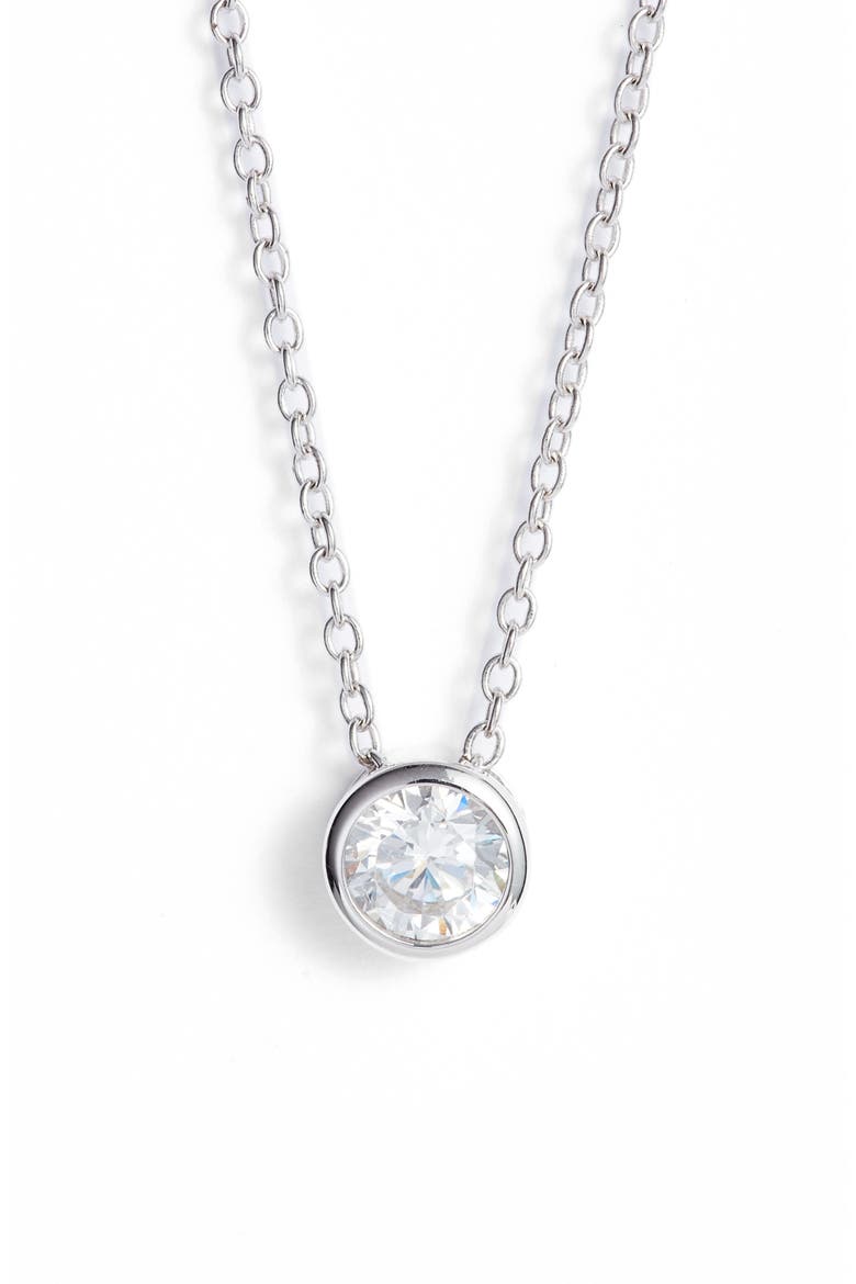 0.5 ct tw Cubic Zirconia Pendant Necklace, Main, color, PLATINUM