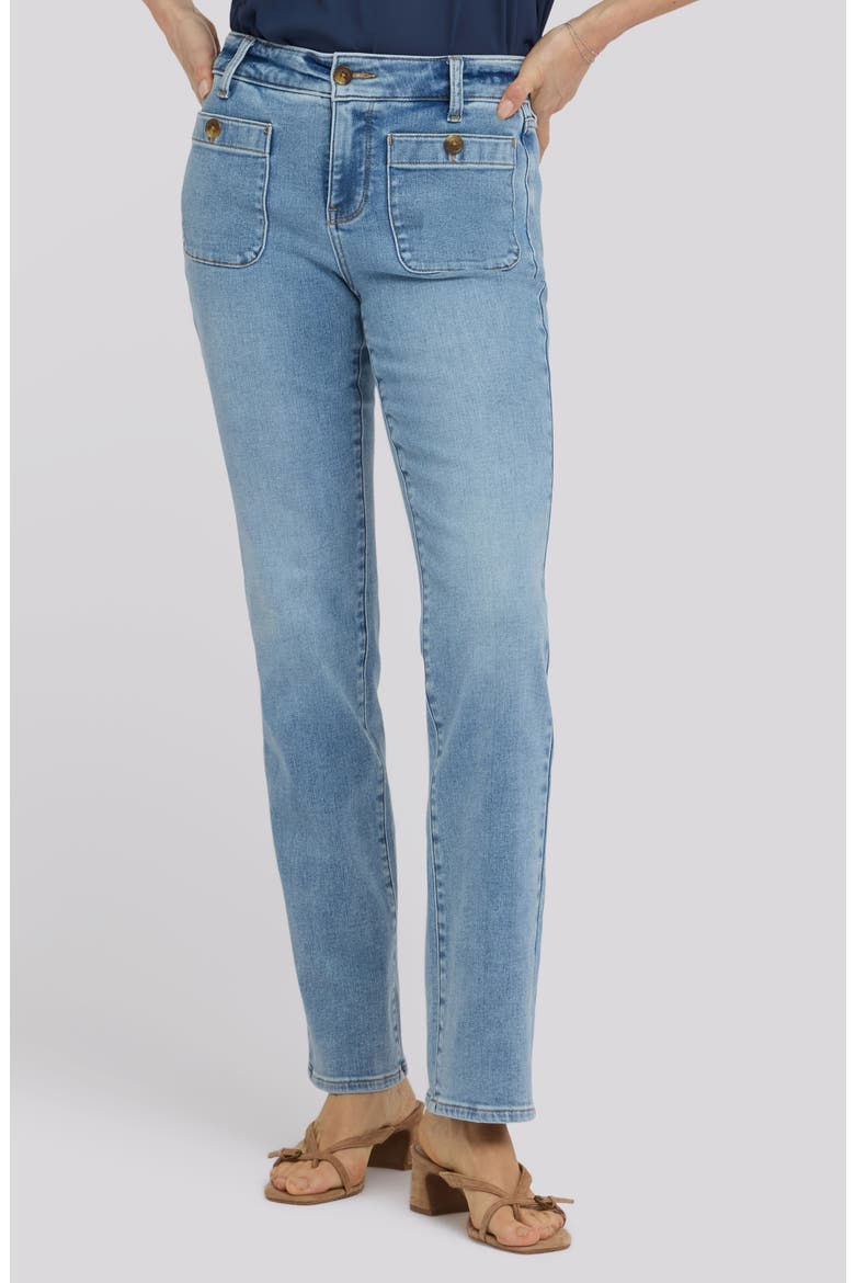 Marilyn Round Patch Pocket Straight Leg Jeans, Main, color, MIST SPRINGS