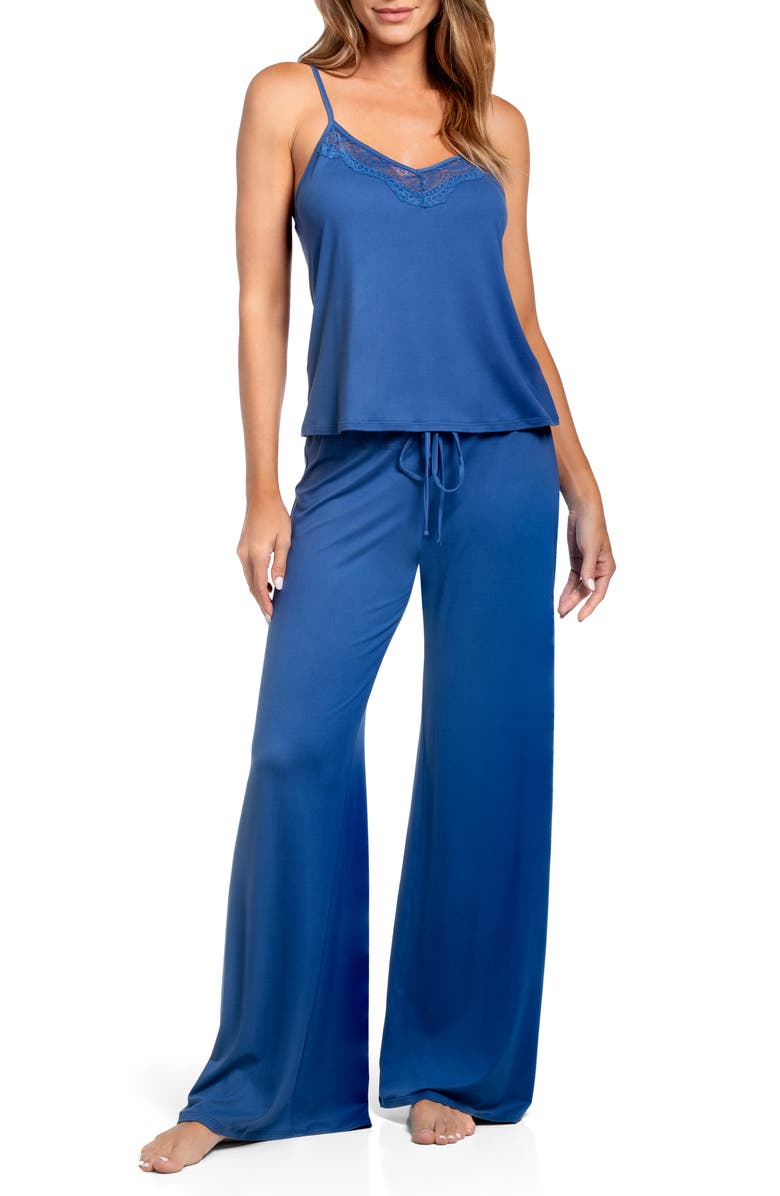 In Bloom by Jonquil Rylee Wide Leg Pajamas, Main, color, Navy