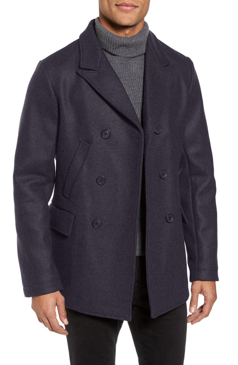 Billy Reid Bond Wool Blend Peacoat, Main, color, Navy
