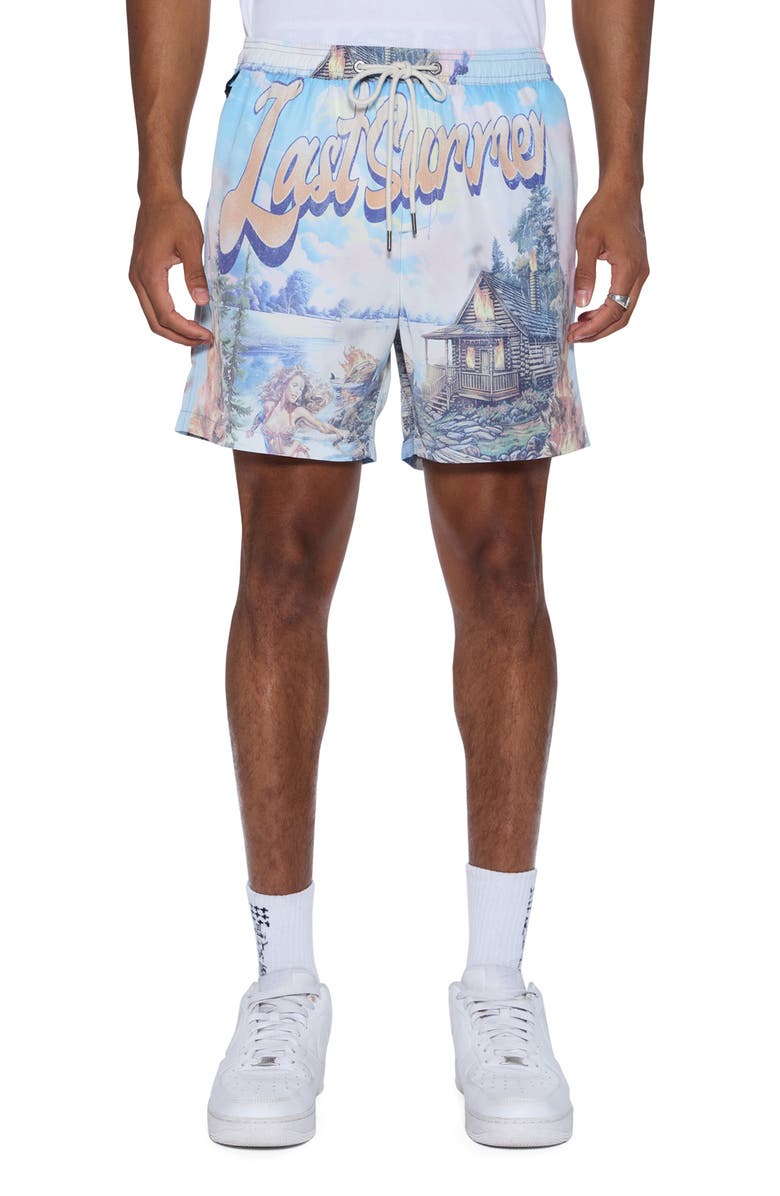 Ksubi Last Summer Print Board Shorts, Main, color, Grey Multi