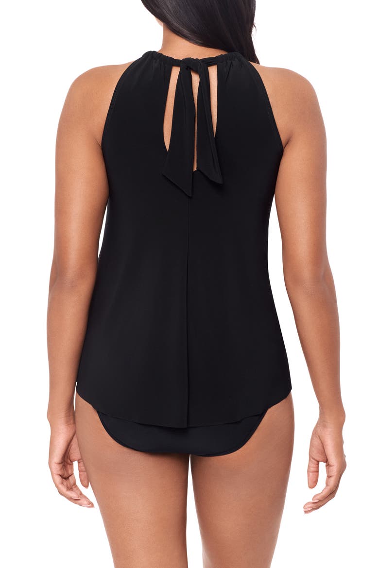 Esme Pleated Tankini Top, Alternate, color, BLACK