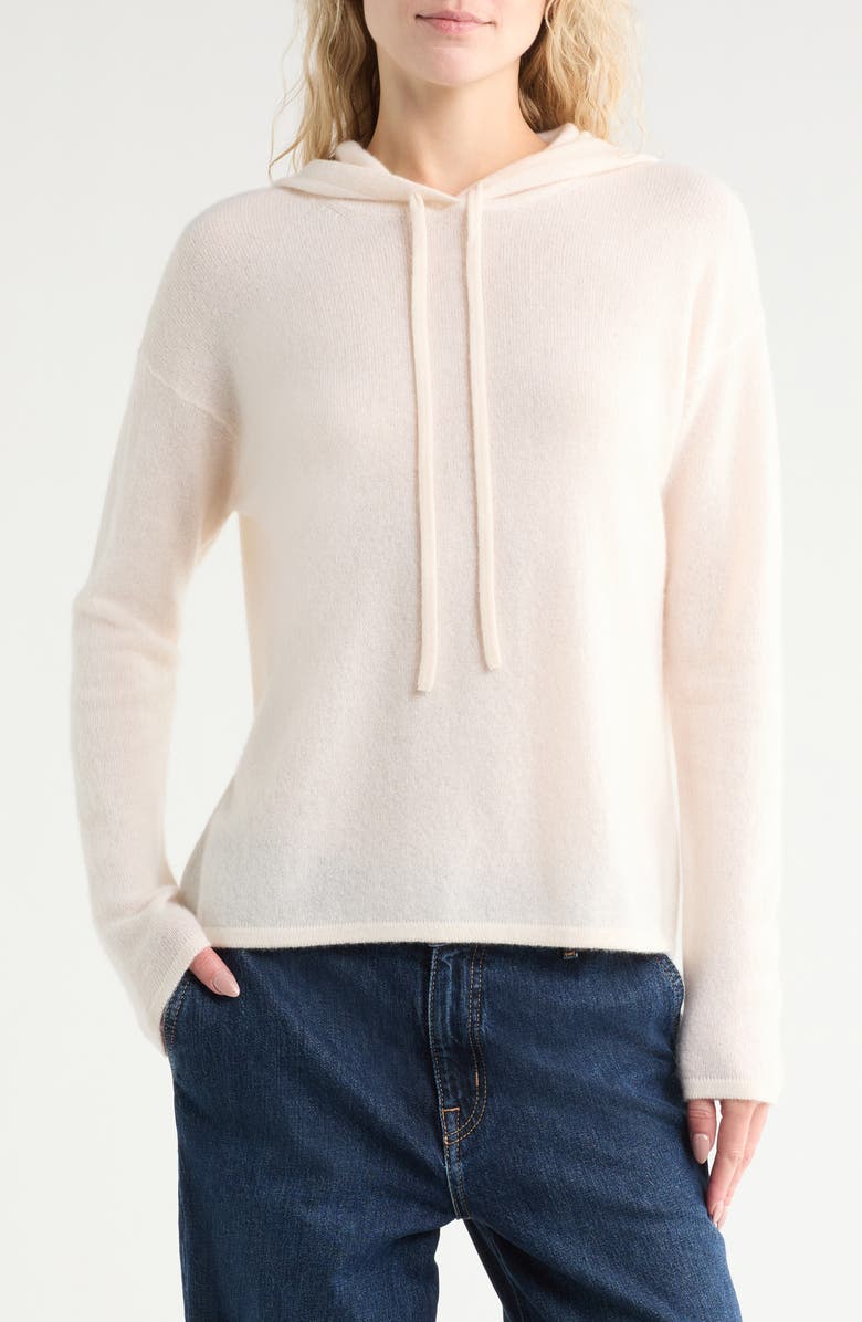 Nordstrom Cashmere Sweater Hoodie, Main, color, Ivory Pristine