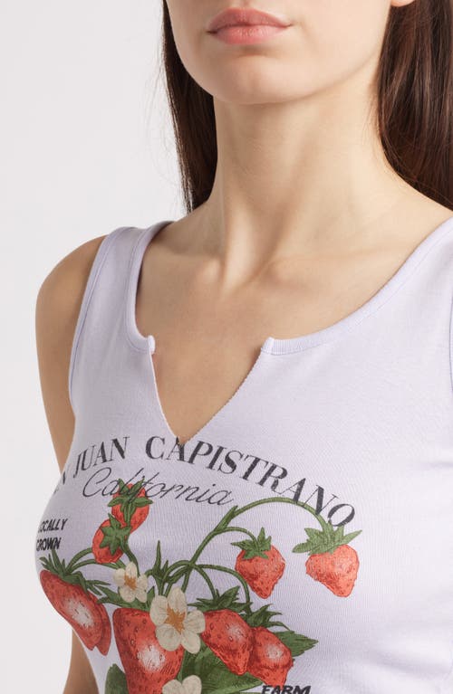 Shop Vinyl Icons Strawberry Split Neck Graphic Tank In Lavender Dream