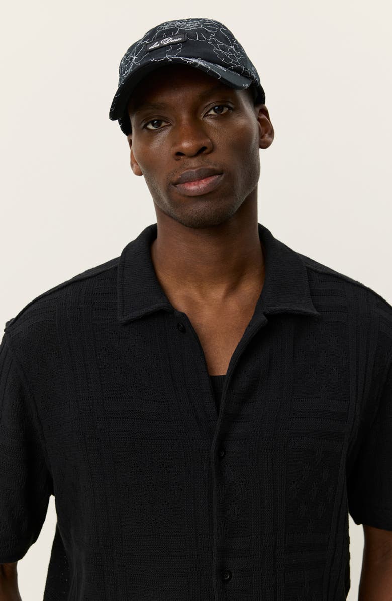 Les Deux Hector Cotton Blend Pointelle Short Sleeve Shirt, Alternate, color, Black