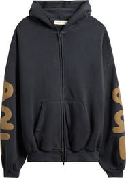 Fear of God Essentials 90s Graphic Washed Zip Front Cotton Hoodie