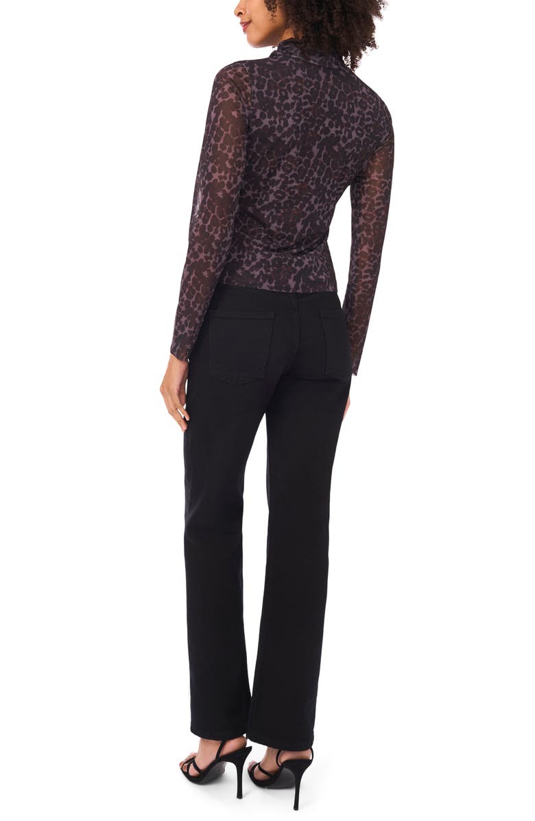 Parker Leopard Mock Neck Long Sleeve Top, Alternate, color, Rich Black