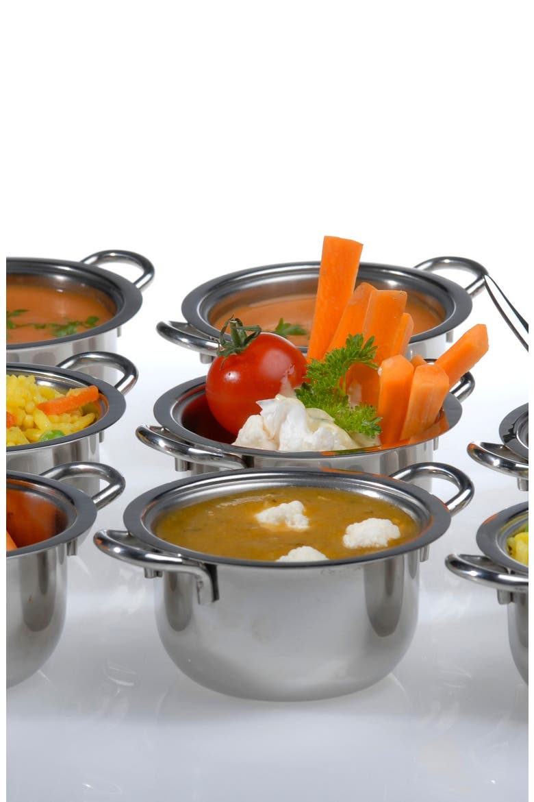INTERNATIONAL Stainless Steel Covered Mini Pot - Set of 2, Alternate, color, SILVER