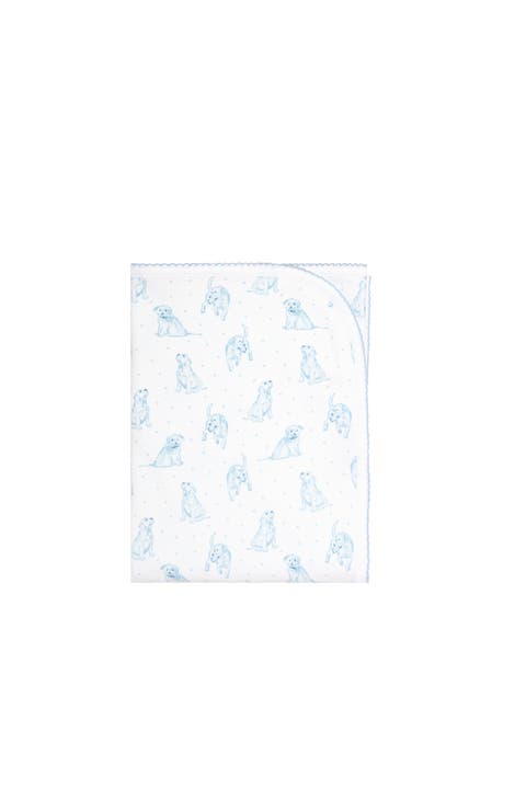 Blue Puppy Love Print Blanket - Baby