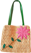 Sarah Stewart Cornelia Raffia and Leather Handwoven Shoulder Tote