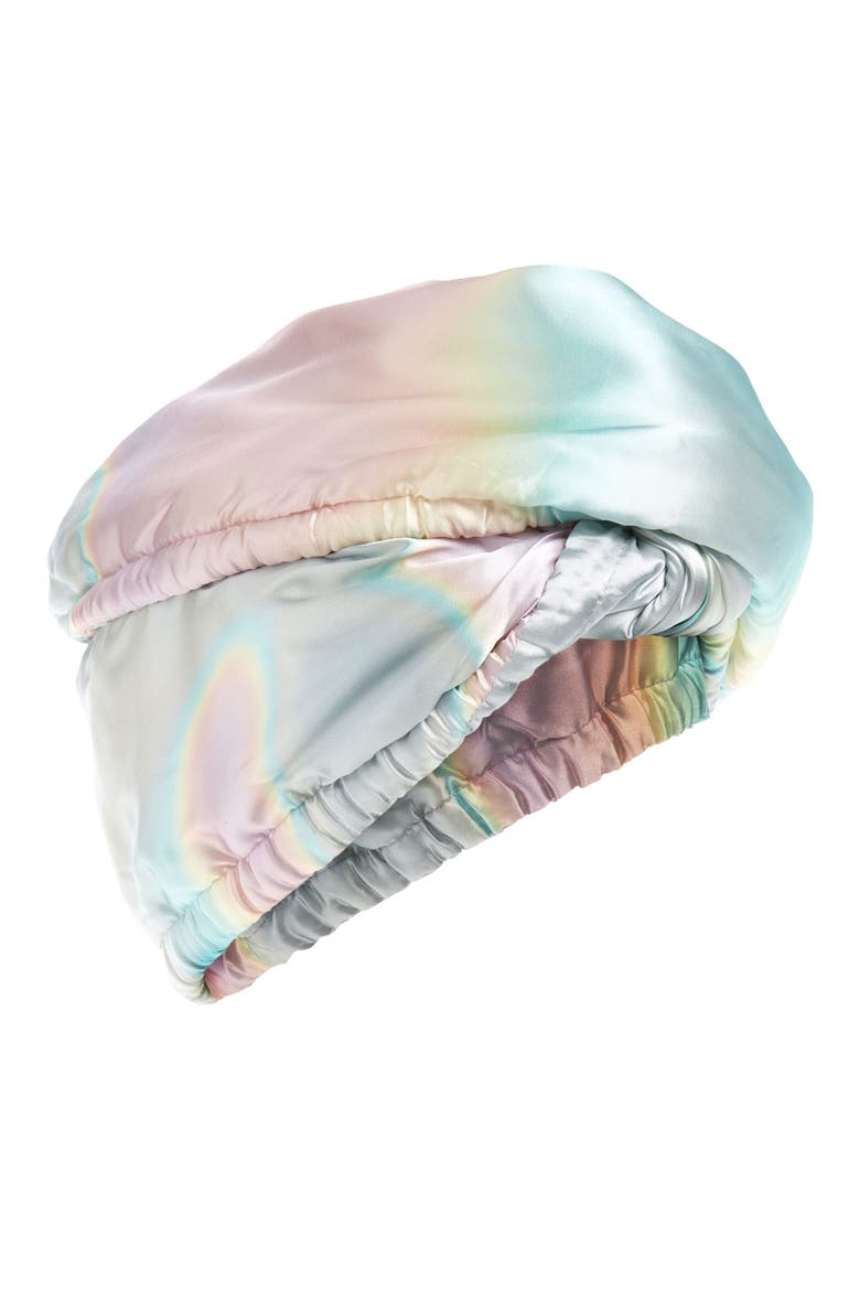 Quick Dry Satin Hair Towel, Main, color, AURA