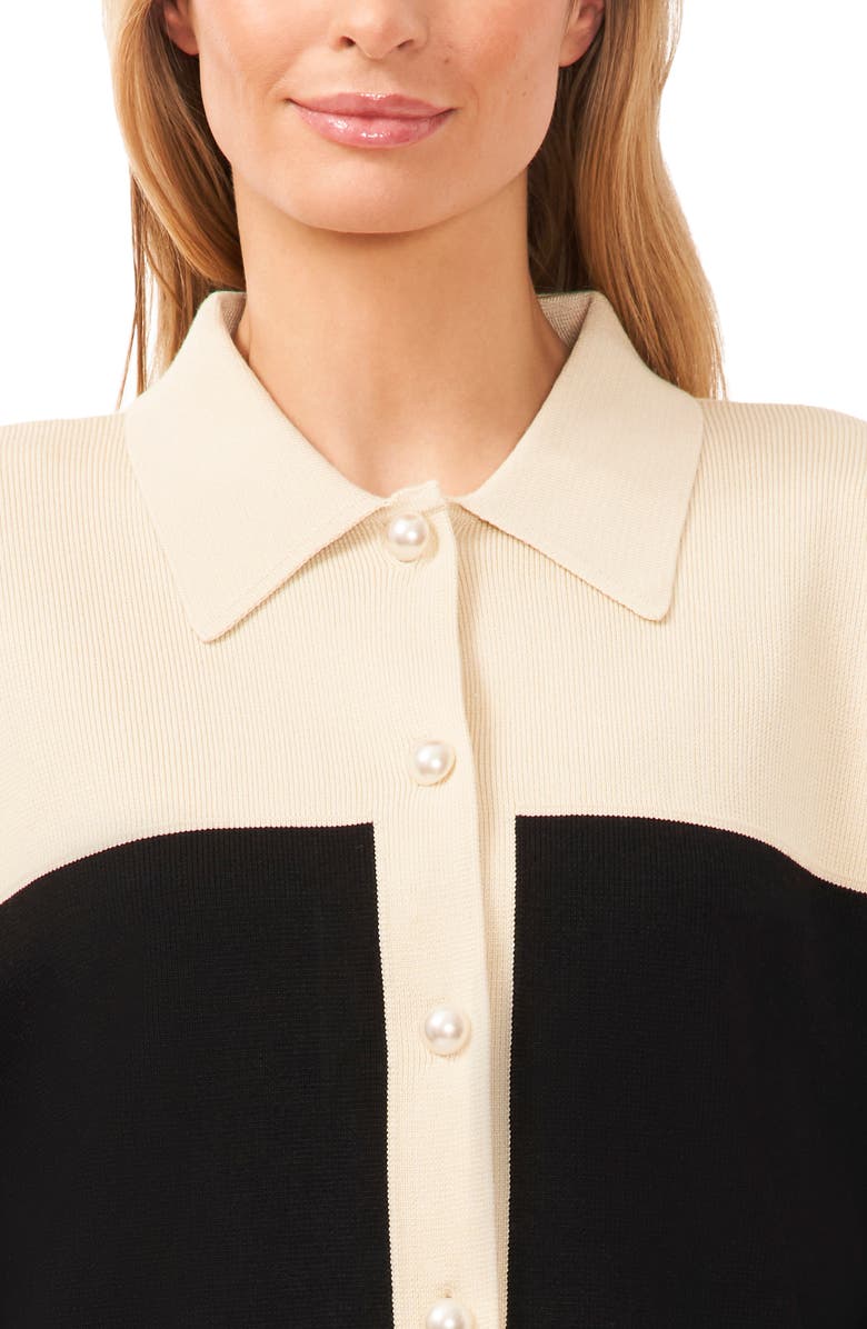 CeCe Colorblock Polo Sweater, Alternate, color, 