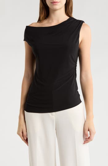 Leith Asymmetric One-Shoulder Top in Black at Nordstrom Rack, Size Medium