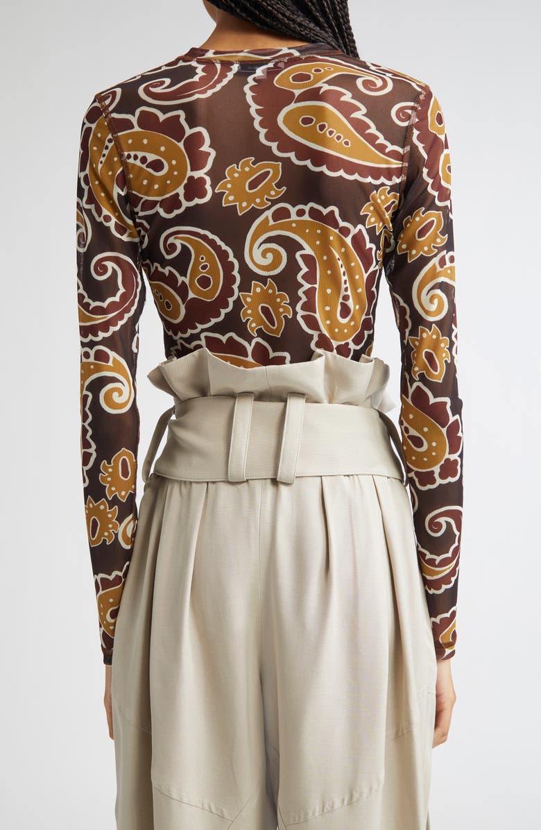 JW Anderson Paisley Print Long Sleeve Underpinning Mesh Top, Alternate, color, 