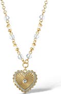 Jessica Simpson Heart Necklace with Clear Crystal Embellishments, 16" + 2"