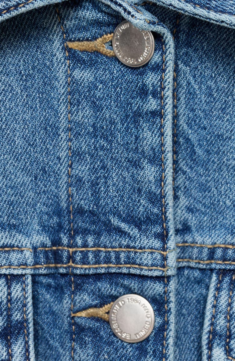 MANGO Crop Denim Trucker Jacket, Alternate, color,