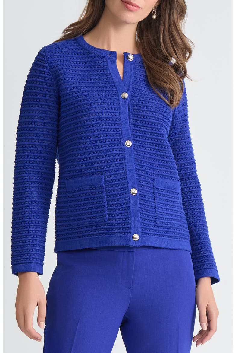 Pointelle Stitch Button-Up Cardigan, Main, color, ROYAL SIGNATURE
